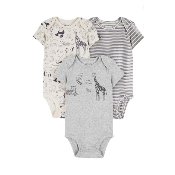 Child of Mine by Carter's Other - Carter's Preemie 0M Bodysuit Onepiece Set 3pc Neutral Animals Giraffe‎ Baby NEW